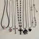 Kpop Punk Goth schwarze Katze rosa Kristall Kreuz Herz Anhänger Stern Kette Halskette Männer Frauen