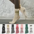 Fünf Zehen Yoga Socken Baumwoll streifen Flor Punkt Silikon rutsch feste Frauen hochwertige Pilates