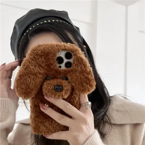 3D Teddy Hund flauschige Handy hülle für iPhone 15 14 13 Pro Max 12 Mini 11 x xs max xr 6 7 8 plus