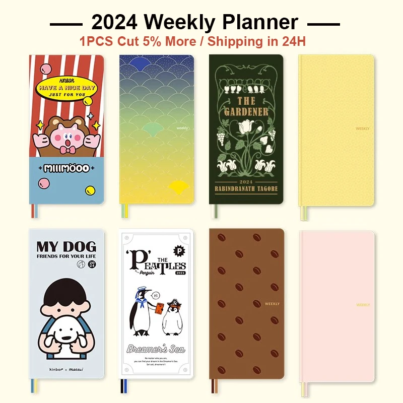 Kinbor 2024 Wochen plan Buch zwei Seiten pro Woche Zeitplan Buch selbst disziplin iert Punch Book Effizienz Handbuch tägliche Zeit verwaltung