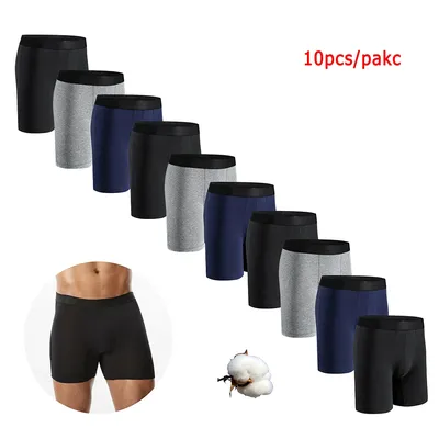 10 stücke Mid-Lange Boxer Shorts Männer Unterwäsche Baumwolle Männliche Unterhose für Männer Sexy Image