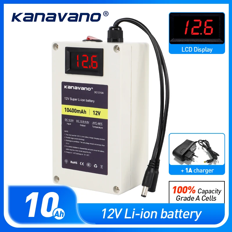 12V 10ah Akku 11,1 Lithium-Ionen-Akku V Akku eingebaute BMS für LED-Spielzeug aufblasbare Kleidung mit Ladegerät Image