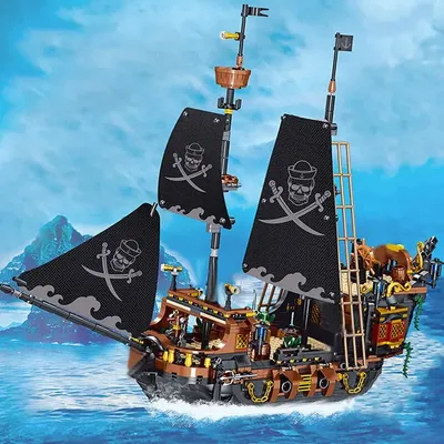 Piraten schiff Bausteine Segeln Sturm Schiff Moc Modell Ziegel Kits kreative Desktop-Dekoration Image