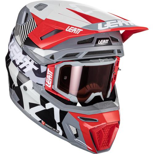 Leatt 8.5 Forge 2024 Motocross Helm mit Brille, schwarz-grau-rot, Größe S