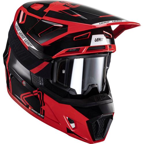 Leatt 7.5 V24 Motocross Helm mit Brille, schwarz-rot, Größe L
