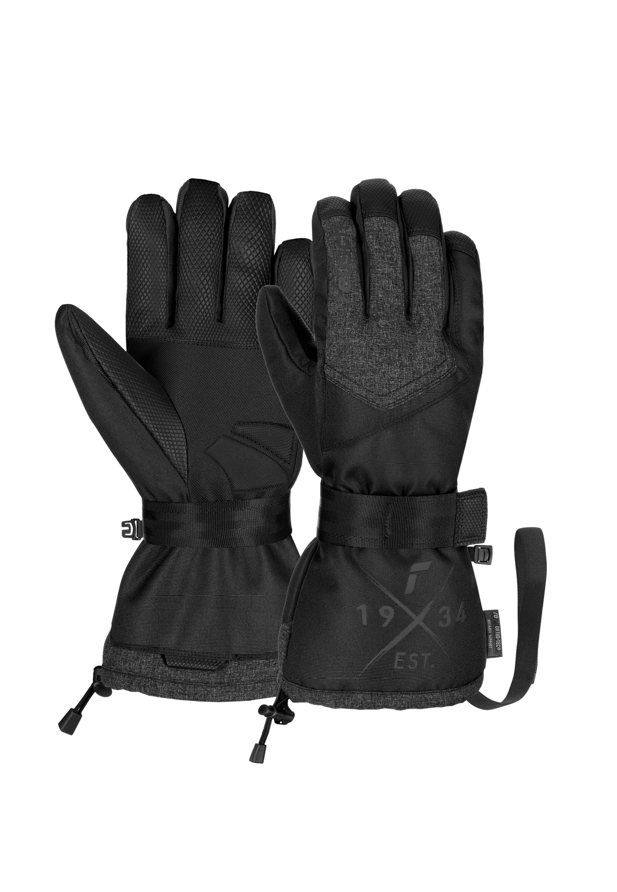 Skihandschuhe REUSCH "Baseplate R-TEX XT", Damen, Gr. 10.5, schwarz (schwarz, grau), 92% Polyester, 6% Polyurethan, 2% Polyamid, mehrfarbig, Handschuhe, mit Ortho-Tec Protection Image
