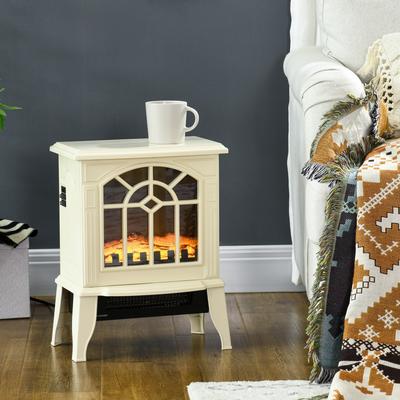 HOMCOM 18" Electric Fireplace Heater, Fireplace Stove with Realistic LED Flames and Logs, Overheating Protection
