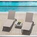 Chaise Lounge Outdoor Set of 3, Lounge Chairs for Outside with Wheels, 2 Lounge Chairs+1 Table - N/A