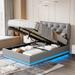 Modern Full Size Platform Bed with Button-tufted Design Headboard & Hydraulic Storage System