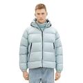 TOM TAILOR Denim Herren 1037392 Relaxed Fit Recycled Down Puffer-Jacke mit Kapuze, 30463-dusty Mint Blue, S