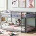 Bunk Bed Twin Over Twin, Wood Floor Bunk Bed with Ladder & Safety Guardrails, Twin Low Bunk Bed Frame for Kids Teens Boys Girls