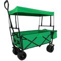 Portable Wagon Cart with Wheel Utility Collapsible Kids Wagon with Canopy Outdoor Beach Trolley Cart for Garden Camping Picnic Sports Weight Capacity 250lbs Green