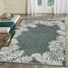 Low Profile Easy Care Weather Resistant Indoor/Outdoor Rug-Transitional Decorative Botanical Garden Pine Border Green 4 10 X 7 6