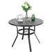 Outdoor Dining Table With Adjustable Mbrella Hole Patio Metal All-Weather Round Table For Backyard Lawn Garden