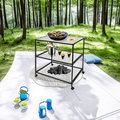 3 Tier Movable Dining Cart Outdoor BBQ Food Prep Table Kitchen Serving Table Stainless 31.49*24.02*33.46in