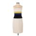 BCBGMAXAZRIA Cocktail Dress - Sheath: Ivory Color Block Dresses - Women's Size 0