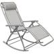 Amanka - Rocking garden lounger by Rocking Chair with adjustable footrest and reclining back folding recliner for patio 178x70cm steel frame gray