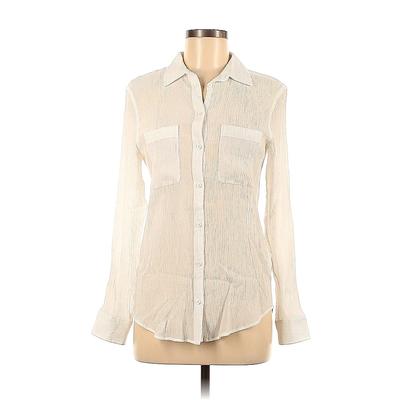 Club Monaco Long Sleeve Blouse: Ivory Tops - Women's Size Medium