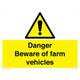 Schild mit Aufschrift "Danger Beware of Farm Fahrzeuge", 400 x 300 mm, A3L