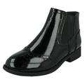 Spot On Ladies Low Heel Crinkle Patent Ankle Boots F51203 - Black Synthetic Patent - UK Size 7 - EU Size 40 - US Size 9