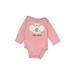 First Impressions Long Sleeve Onesie: Pink Bottoms - Size 0-3 Month