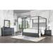 Willa Arlo™ Interiors Tottenham 4PC Canopy Bed Set, Gray Upholstered in Black | 78.5 H x 78.1 W x 85 D in | Wayfair