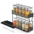 Prep & Savour Pull Out Spice Rack Organizer for Cabinet, 4.5" W x 10.75 D x 8.5 H, 1 Drawer 2-Tier Steel in Black/Gray | Wayfair