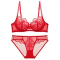 Ensemble de soutien-gorge sexy pour femme sous-vêtements à armatures motif pétale ultra fin