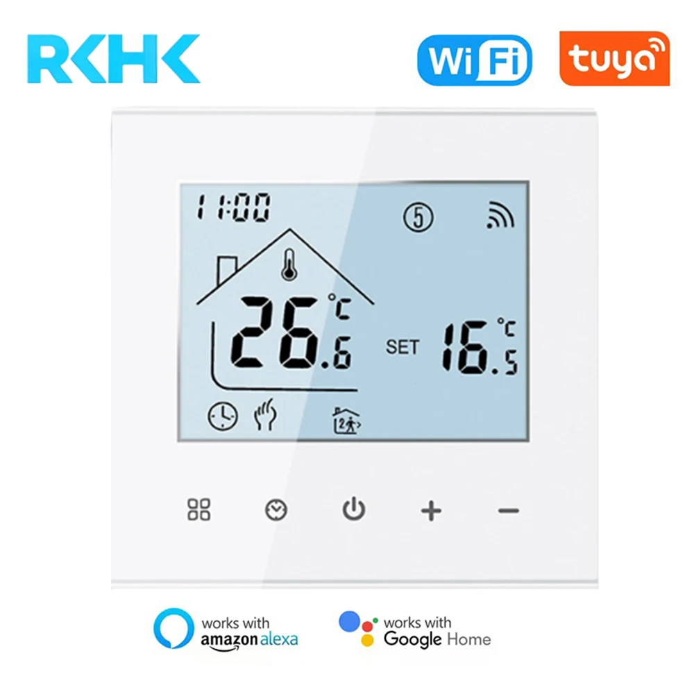 RKHK Tuya WiFi Smart Thermostat Elektrische Fußbodenheizung Wasser-/Gas-Boiler-Controller Smart Life Kompatibel mit Alexa, Google Home, Alice Image