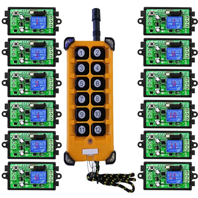 3000M Long Range DC12V 24V 1CH RF Wireless Fernbedienung Relais Schalter licht/lampe/Garage Türen fensterläden projektion bildschirm Image