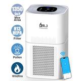 DR. J Professional HEPA Air Purifiers for Home up to 1350 Sq.ft WiFi Air Purifiers for Allergies and Asthma Pollen Wildfire/Smoke Pet Dander&Odor Dust