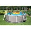 Blue Wave NB3031 Swim Time Belize 15 Ft. Round 52 In. Deep 6 In. Top Rail Metal Wall Swimming Pool Package - Blue - 15 ft.