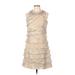 DressBarn Cocktail Dress - A-Line Collared Sleeveless: Tan Dresses - Women's Size 10