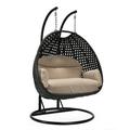HomeStock Tuscan Temptations Charcoal Wicker Hanging 2 person Egg Swing Chair