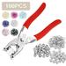 Snap Fastener Pliers Tool Kit 100 Snaps Pieces 25 Sets Easy Press Button Crafts