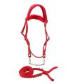 Horse Halter Bridle With Rein Horse Bridle With Rein Red Adjustable Horse Halter Harness Horse Headstalls Horse Bit With Soft Cushion Control Halter Riding Accessories(Red )