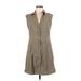 Shein Casual Dress - Mini Collared Sleeveless: Green Print Dresses - Women's Size 6