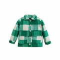 Jalioing Toddler Kids Plaid Jackets Fall Winter Lapel Single-Breasted Button Colorblocked Long Sleeve Coats (3-4 Years Green)