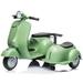 LISUEYNE Licensed Vespa Ride on Motorcycle with Side Car 2-Seater Electric Car for Kids Music Storage Bin Max Speed 3.7mph Green