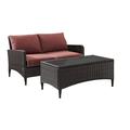Maykoosh Country Cottage 2Pc Outdoor Wicker Conversation Set Sangria/Brown - Loveseat & Coffee Table