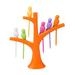 6PCS Bird Shaped Plastic Fruit Forks and 1PC Tree Shaped Holder Toothpick Fruit Tool for Party Home Decor (Orange)