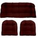 Indoor Outdoor 3 Piece Tufted Wicker Settee Cushions 1 Loveseat 2 U-Shape Weather Resistant ~ Choose Color (Burgundy 2-19 X19 1-41 X19 )