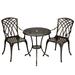 Towallmark Cast Aluminum Patio Bistro Set with Umbrella Hole 3 Piece Outdoor Bistro Set Rust-Resistant Patio Table and Chairs Outdoor/Indoor Use for Garden Backyard Patio Balcony Bronze