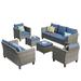 Ovios 6 Pieces Outdoor Patio Furniture Wicker Conversation Sectional Sofa with Loveseat and Ottoman for Porch