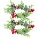 NUOLUX 2Pcs Christmas Wreaths Artificial Christmas Berries Wreaths Candle Rings Christmas Garlands