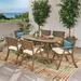 Christopher Knight Home Hermosa Acacia Wood Outdoor 7-piece Dining Set by Gray+Cream Cushion