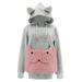 GHSOHS Womens Fashion Embroidered Large Pocket Pet Hoodies Fall Winter Warm Fuzzy Sweatshirts Cute Ears Outerwear Jackets Coat L Pink