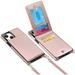 for iPhone 14 Case 6.1 inch Wallet Card Holder Leather PU Flip Cover Folio Lanyard Crossbody Strap Women Girl Magnetic Clasp Kickstand Square Heavy Duty Protective Bumper Armor Cover Rose Gold