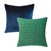 Phantoscope Decorative Throw Pillow Set Soft Silky Velvet & Quilt Striped Velvet Series Cushion Bundle for Sofa Couch Bedroom Navy and Green 18 x 18