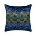 Decorative Blue 26 x26 (65x65 cm) Euro Shams Velvet Quilted Bead Embroidery & Peacock Decor Euro Shams For Sofa Floral Pattern Modern Style - Neelkanth